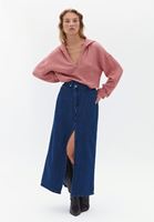 Women Blue Ultra High Rise Denim Skirt