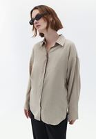 Women Beige Oversize Shirt 