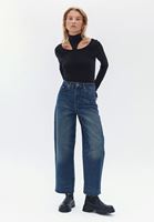 Women Blue Ultra High Rise Barrel Fit Denim Pants