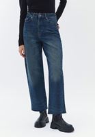 Women Blue Ultra High Rise Barrel Fit Denim Pants