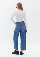 Women Blue Ultra High Rise Barrel Fit Denim Pants