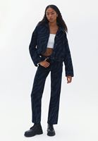 Bayan Mavi Crop Denim Ceket