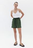 Women Khaki Mini Shorts with Waist Detail