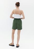 Women Khaki Mini Shorts with Waist Detail