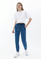 Women Blue Mid Rise Jogger Pants