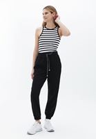 Women Black Mid Rise Jogger Pants