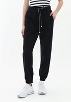 Women Black Mid Rise Jogger Pants