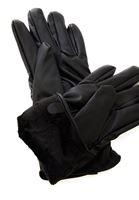 Women Black Vegan Leather Gloves