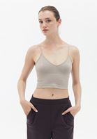 Women Beige Seamless Crop Top