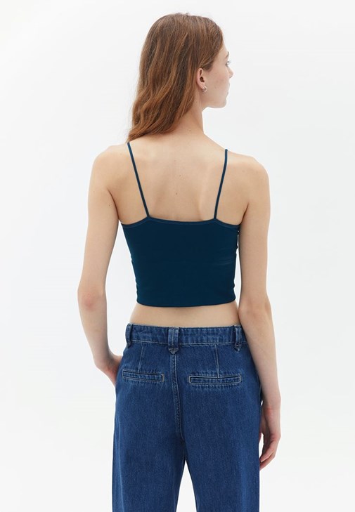 Dikişsiz Crop Top ve Flare Jean Kombini