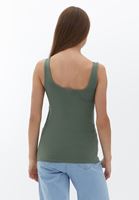 Women Green Stretch Square Neck Singlet