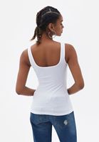 Women White Stretch Square Neck Singlet