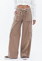 Women Brown Mid Rise Cotton Blended Cargo Pants