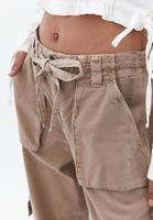 Women Brown Mid Rise Cotton Blended Cargo Pants