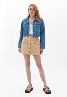 Women Cream High Rise Shorts Skirt