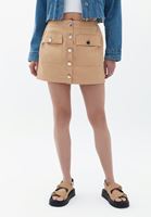 Women Cream High Rise Shorts Skirt