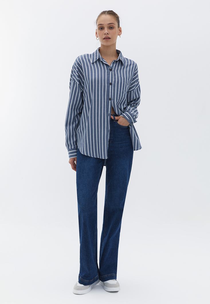 Women Mixed Cotton Oversize Shirt