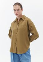 Women Green Oversize Shirt with Pocket