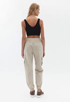 Women Beige High Rise Cargo Jogger Pants