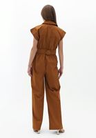 Women Brown Jumpsuit with Belt and Pocket Detail