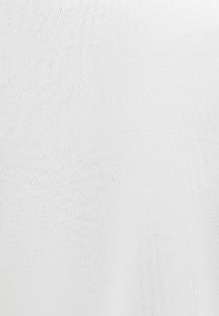 Women Cream Oversize Tshirt with Cut-out Detail