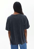Bayan Gri Sıfır Yaka Oversize Tişört