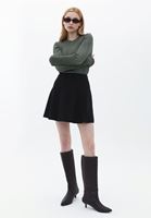 Women Black High Rise Pleated Mini Skirt