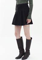 Women Black High Rise Pleated Mini Skirt