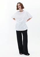 Women White Oversize Tshirt with Gemstones