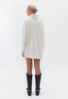 Bayan Bej Balıkçı Yaka Oversize Elbise