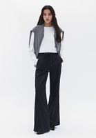 Women Black High Rise Wide Leg Pants