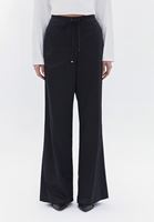 Women Black High Rise Wide Leg Pants