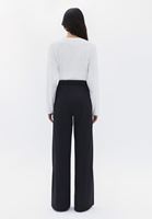 Women Black High Rise Wide Leg Pants