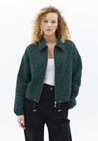 Women Green Quilted Crop Jacket