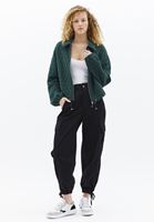 Women Green Quilted Crop Jacket