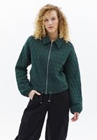 Women Green Quilted Crop Jacket