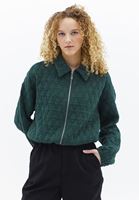 Women Green Quilted Crop Jacket