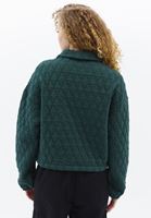 Women Green Quilted Crop Jacket