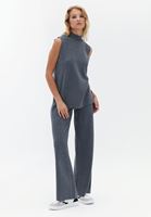 Bayan Füme Yüksek Bel Straight-Fit Pantolon 