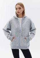 Women Grey Soft Touch Sweatshirt with Zippers