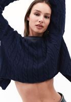 Women Blue Knitwear Sweater with Back Detail