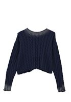 Women Blue Knitwear Sweater with Back Detail