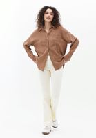 Women Brown Oversize Shirt with Pocket