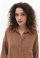 Women Brown Oversize Shirt with Pocket