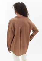 Women Brown Oversize Shirt with Pocket