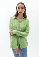 Women Green Oversize Shirt with Pocket