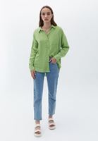 Women Green Oversize Shirt with Pocket