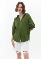 Women Green Oversize Shirt with Pocket