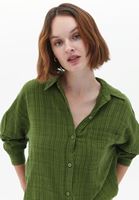 Women Green Oversize Shirt with Pocket