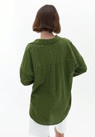 Women Green Oversize Shirt with Pocket